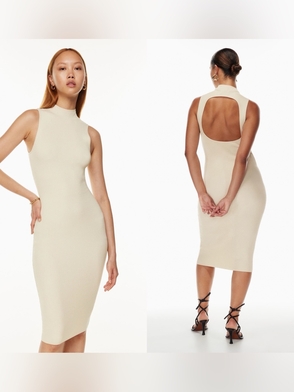 Aritzia Knit Mock Neck Midi Sleeveless Dress with Cutout Babaton Compose, XXS